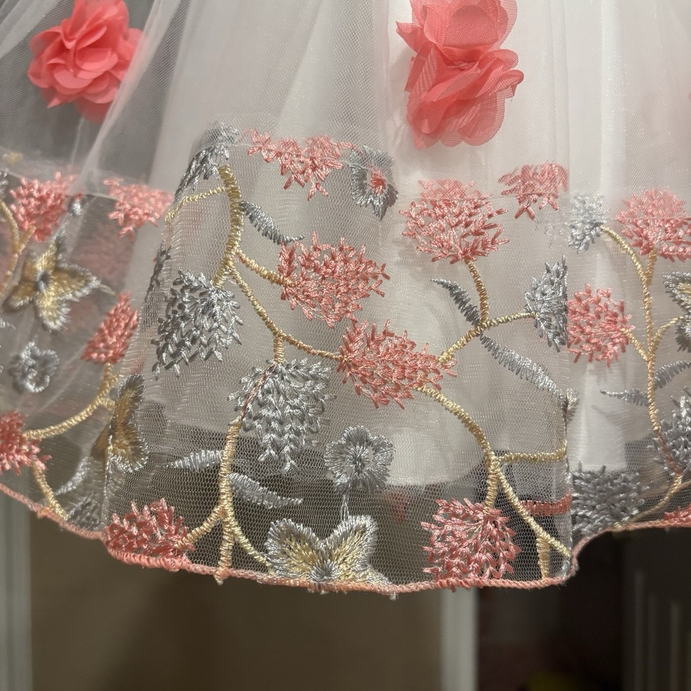 24m/2T Toddler Easter Flower Girl Lace Dress Wedding Formal Dresses Pink/peach - Picture 8 of 11